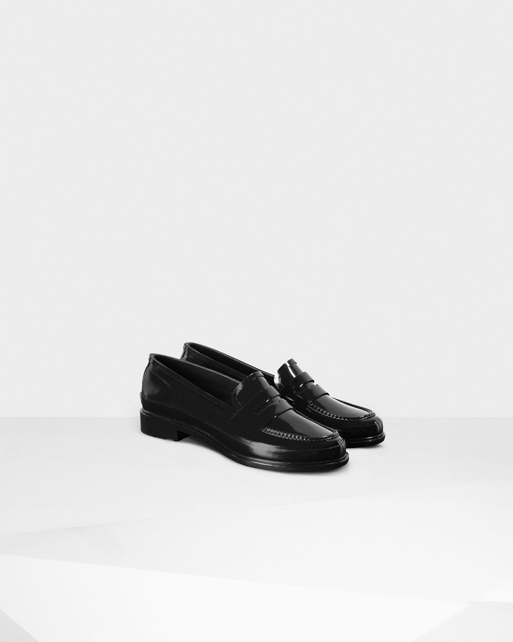 Loafers Dames - Hunter Original Gloss Penny - Zwart - 97TCIEUDP